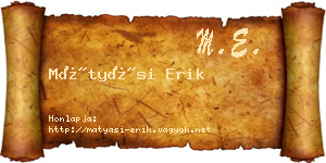Mátyási Erik névjegykártya
